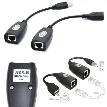 2 Adet USB Erkek Kadın CAT5 CAT6 RJ45 Lan Genişletici Uzatma Kablosu Adaptörü USB Uzatma Adaptörü