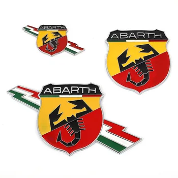 3D Araba Abarth Metal Rozet Amblemi logosu çıkartma Fiat 125 500 için Punto 124 595 1000TC 500C Bravo Panda Abarth Stilo Şekillendirici