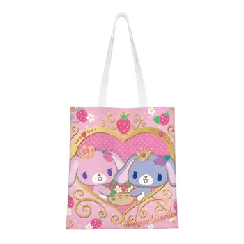 Moda Anime Manga Sugarbunnies alışveriş çantası Yeniden Kullanılabilir Karikatür e n e n e n e n e n e n e n e n e n e Tavşanlar Tuval Bakkal Omuz Alışveriş Çantası