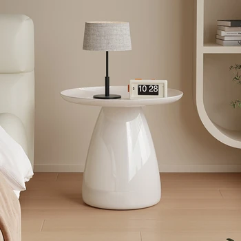 Kahve Beyaz Başucu Masa Komidin İskandinav Mini Plastik Başucu Masa Komidin Yuvarlak Çay Muebles yatak odası mobilyası YY50BC
