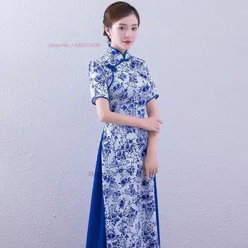 2023 kadın aodai elbise vietnam geleneksel elbise çin qipao ulusal çiçek baskı cheongsam oryantal etnik elbise