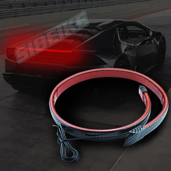 Kırmızı LED Karbon Fiber Evrensel Spoiler LED Koruyucu Yarış Tarzı Araba Şerit Arka Kanat Trim