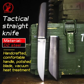 Yüksek sertlik D2 çelik düz bıçak manuel keskin kamp açık bıçak taktik vahşi hayatta kalma bıçağı toplama bıçağı
