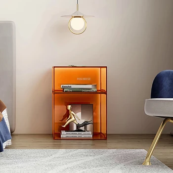 Iskandinav akrilik Komodinler basit ev mobilya ışık lüks şeffaf kablosuz şarj komodinler yatak odası soyunma