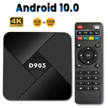 D905 Akıllı Set Üstü Kutusu 4GB+32GB 4K TV Kutusu Android 10 Medya Oynatıcı 2.4 G Wifi Set Üstü Kutusu Uzaktan Kumanda İle TV Alıcıları