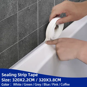 Banyo Duş Lavabo Banyo Sızdırmazlık bant şeridi Beyaz PVC Kendinden Yapışkanlı su geçirmez duvar çıkartması Banyo Mutfak Kalafat Şerit