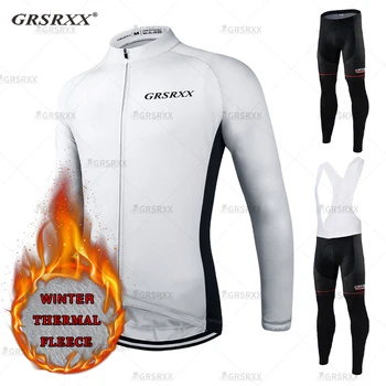 GRSRXX Kış Bisiklet Seti Polar Bisiklet Jersey Seti Sıcak tutmak Dağ Bisikleti Giyim Erkek Giyim Yol Yarış Giysileri Bisiklet Seti