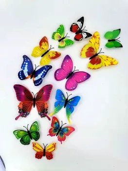 12 adet kelebek gece ışıkları Pasteable renkli ışık 3D kelebek lambaları duvar çıkartmaları ev odası dekorasyon DIY duvar Sticker