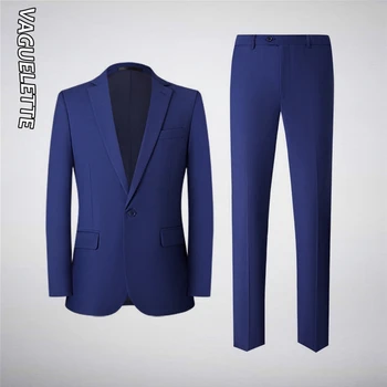 VAGUELETTE erkek 2 Adet Blazer Takım Elbise Düğün Balo Elbise Slim Fit Smokin Erkek Resmi Iş Iş Elbisesi Takım Elbise (Ceket + Pantolon)