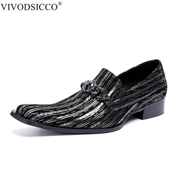 VIVODSICCO Yeni Moda İtalyan erkek ayakkabısı Metal Ayak düğün elbisesi Ayakkabı Hakiki Deri Parti Iş Oxfords Ayakkabı üzerinde Kayma