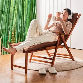 Doğal Bambu sallanan sandalye Serin ve Nefes Katlanır Yatak 5-vites Ayarı Recliner Sandalye Rahat Arkalığı Büyük Kanepeler