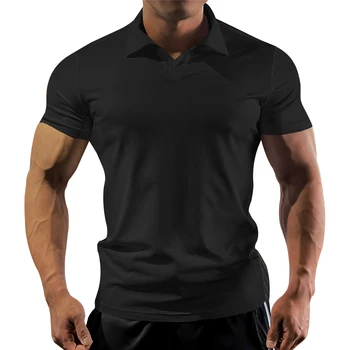 Yeni Düz Renk erkek polo gömlekler Erkekler Kısa Kollu Yüksek Miktar Hızlı Kuru polos Rahat Moda Yaz Yaka Erkek Streç tops