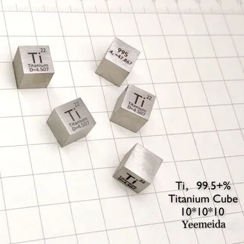 Ücretsiz Kargo Titanyum Ti Küp 1 cm 99.5% Saf Metal Eleman Periyodik Tablo