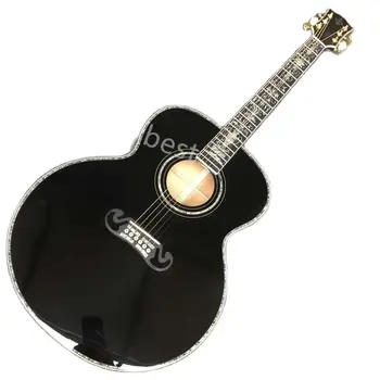 Lvybest Özel GB 43 İnç Jumbo Tam Abalone Bağlama Parlatıcı Kaplama J200bl Akustik Gitar