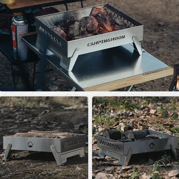 Taşınabilir Kamp Paslanmaz Çelik Mangal Piknik BARBEKÜ Kömür Yakacak Odun Mangal katlanabilir ısıtma fırını açık pişirme Ekipmanları