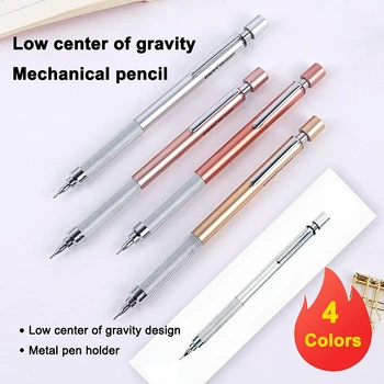 1 adet 0.5 / 0.7 mm Düşük Ağırlık Merkezi Metal Otomatik Kalem Endüstriyel Çizim Çizgi Roman Elle Çizilmiş Profesyonel Kalem