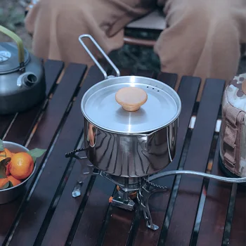 Çok işlevli Kamp Pot 304 Paslanmaz Çelik Açık Tencere Seti Pişirme Seyahat Sofra Turizm Yürüyüş Piknik Ekipmanları