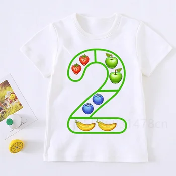 Çocuklar Meyve Sebze Numarası Baskı T Shirt Hayvan Çocuk Doğum Günü Partisi Çocuk T-Shirt Erkek ve Kız Tshirt Mevcut