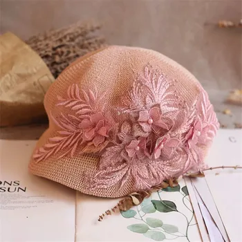 202303-shi ıns dropshipping yaz havalandırmak dantel çiçek bayan Sekizgen şapka kadın siperliği kap