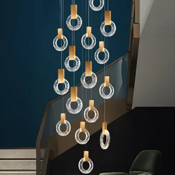 Avizeler ışıkları ışık lüks merdiven modern minimalist villa İskandinav oturma odası lamba kişilik restoran dönen tavan