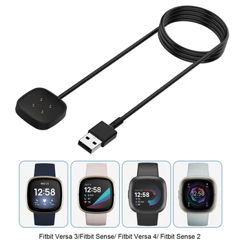 ANMONE USB şarj aleti Fitbit Versa İçin 3 4 akıllı saat şarj kablosu Fitbit Sense 2 4 kablo kordonu Klip Dock Aksesuarları