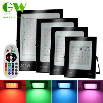 RGB LED Projektör 220V 30W 50W 100W 200W Dış Duvar Lambası Reflektör IP66 Su Geçirmez Bahçe Peyzaj Aydınlatma RGB sel ışıkları