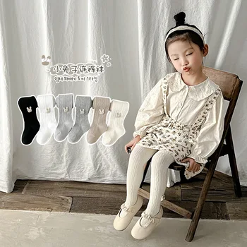 2023 Yeni Bahar Çocuk Çocuk 3D Tavşan Külotlu Pamuklu Tayt Kızlar için Sevimli Bebek Kız Kış Giysileri