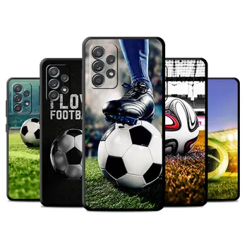 Futbol Futbol Topu Silikon Kılıf Samsung Galaxy A12 A13 A51 A22 A52 5G A21s A11 A32 4G A71 A14 A53 A31 A11 Siyah Fundas