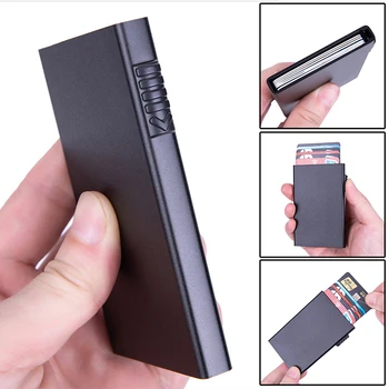 Anti-hırsızlık Alüminyum + Plastik Akıllı Kart Tutucu İnce RFID Pop-up Push Button Kart Cüzdan Kimlik Tutucu Unisex Kart Sahibi Yeni