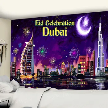 Mutlu Ramazan Goblen Ramazan Dekorasyon İslam Masa Örtüsü Oturma Odası Yatak Odası dekorasyon duvar halısı Müslüman Parti Favor
