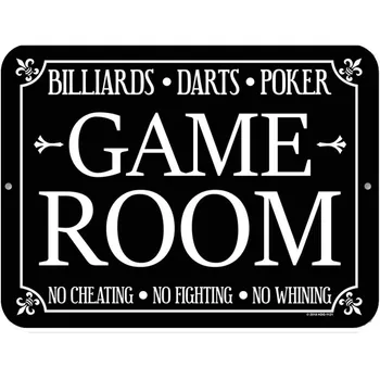 Bal Çiy Hediyeler Oyun Odası Dekor, Bilardo, Dart, Poker Metal Alüminyum Yenilik Tabela Dekor odası dekor