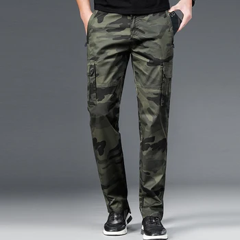 Ilkbahar Yaz Açık Moda erkek Pantolon Çok Cepler Kamuflaj Askeri Ordu Tarzı Tulum Rahat Gevşek İnce Pantolon Erkek