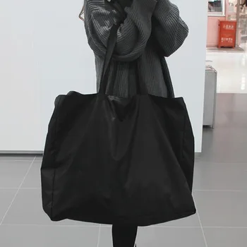 Kadın büyük el çantası Çanta Estetik Düz Renk Öğrenciler gündelik çanta omuzdan askili çanta Büyük Kapasiteli Oxford Kullanımlık Alışveriş Plaj Çantası 2023