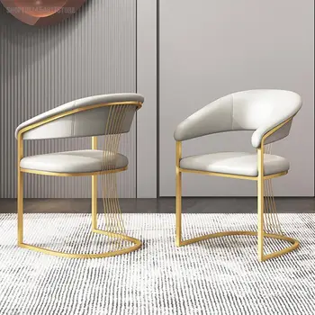 Güzel Modern yemek sandalyeleri Altın İskandinav deri tasarım sandalye Şezlong Oturma Odası Sillas De Comedor Ev Mobilyaları