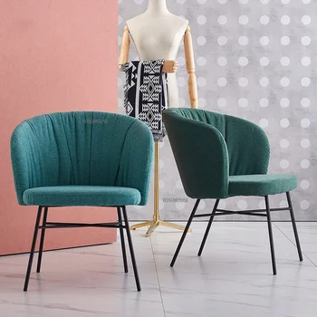 İskandinav kumaş yemek sandalyeleri yemek odası mobilyası ışık lüks soyunma sandalye ev geri rahat sedanter yemek sandalyesi CN