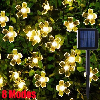 Güneş bahçe lambası Led Çiçek Aydınlatma Peri Dize İşıklar Açık Noel Zincir Lamba Çiçeği Festoon Parti Ev Dekorasyon