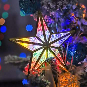 Noel Ağacı Topper Yıldız, Noel Ağacı Topper yıldız ışıkları ile LED gece lambası Ağaç Tepesi Akülü Noel Ağacı-top Star