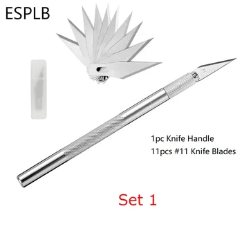 ESPLB Renkli Metal Neşter Bıçak kaymaz Kesici Oyma Gravür Zanaat Bıçakları ekstra # 11 Bıçakları PCB Cep Telefonu