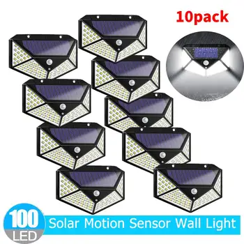 1-10 Adet 100LED açık güneş lambası hareket dedektörü Duvar Lambası su geçirmez LED güneş ışığı Bahçe Dekorasyon Sokak Güneş Işığı