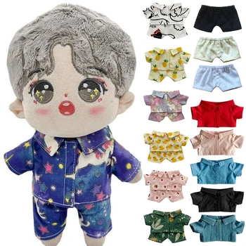 20cm Bebek Astar Moda Bebek Mini pijama genel Giysi Doldurulmuş Pamuklu Bebekler Oyuncaklar Idol Bebek Kıyafet Gömlek Pantolon Takım Elbise