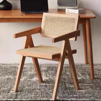Ahşap İskandinav yemek sandalyeleri Tasarımcı Rattan Tasarım Modern yemek sandalyeleri Açık Basit Silla Comedor mutfak mobilyası FY40XP