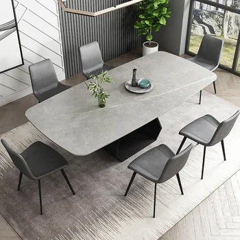 İtalyan minimalist kaya tabağı yemek masası minimalist modern tasarımcı yaratıcı ışık lüks yemek masası ve sandalye