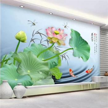 wellyu Özel Duvar Kağıdı papel de parede Lotus gölet kalamar lotus Çin tarzı Çin TV arka plan duvar papel de pared behang