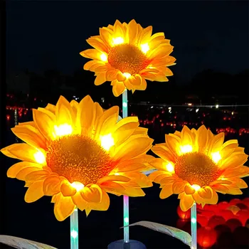 Güneş Led ışık açık renkli ayçiçeği ışıkları LED su geçirmez peyzaj ışıkları açık hava aydınlatması Yard çim bahçe dekor