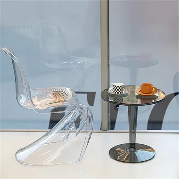 İskandinav Plastik Şeffaf yemek sandalyeleri Akrilik Modern Yaratıcı yemek Sandalyesi Arkalığı Sillas Comedor Oturma Odası Mobilya WZ