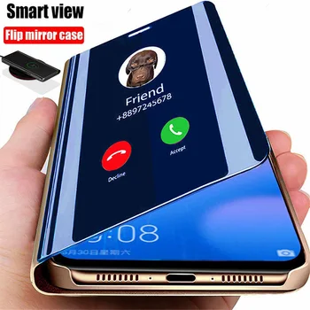 Akıllı ayna Flip telefon kılıfı için Samsung Galaxy S22 S21 S20 FE S10 Not 20 Ultra 10 Artı A72 A52 Plastik Sert arka kapak