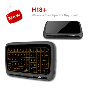 H18 + Kablosuz Hava Fare Mini Klavye Tam Ekran Dokunmatik 2.4 GHz QWERTY Touchpad Arka ışık Fonksiyonu ile Akıllı TV İçin PS3