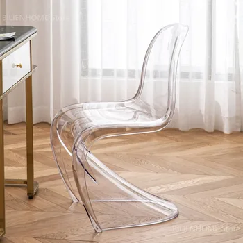 İskandinav Şeffaf Yaratıcı Oturma Odası Restoran Mutfak Yemek Sandalyesi Yatak Odası Plastik Sandalye Akrilik Ofis Tasarımcı Koltukları
