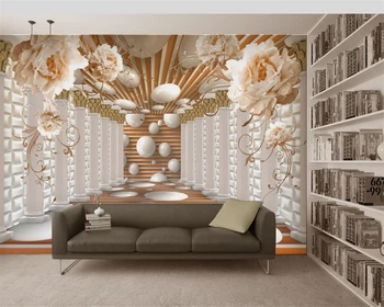 Beibehang duvar kağıdı Şakayık Çiçek Roma Sütun Avrupa Tarzı 3D TV duvar tablosu Ev Dekoratif duvar Kağıdı duvarlar için 3 d