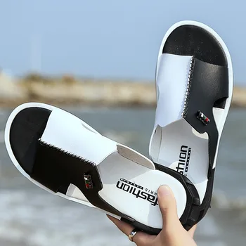 Moda erkek yazlık terlik Karışık Renk Trendi Büyük Boy plaj sandaletleri kaymaz yürüyüş ayakkabısı Zapatillas De Casa Hombre